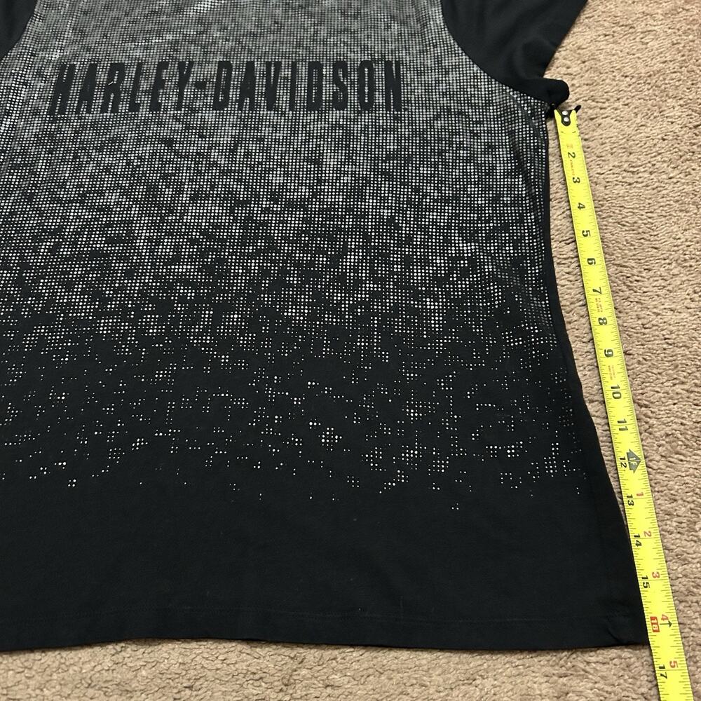 Harley Davidson Women’s Metallic Print Front Tee Black Silver Size XL - Picture 3 of 7